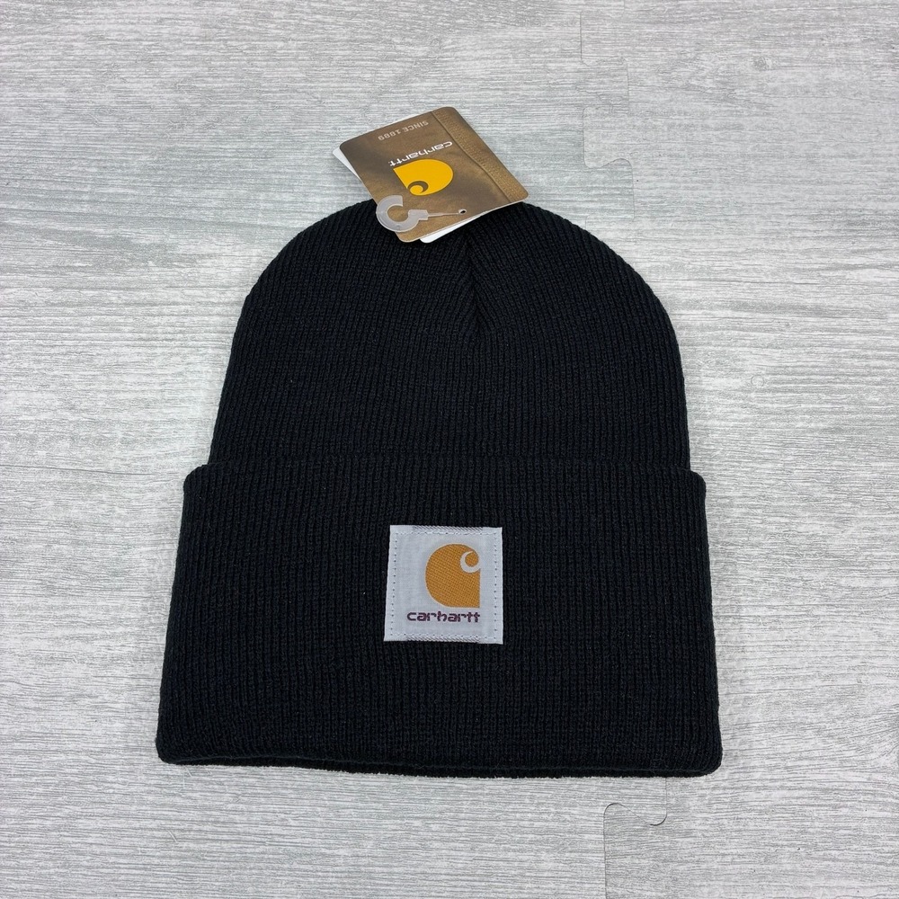 NWT Carhartt Beanie Hat Cap Adult Size Black Knit Winter New With Tags